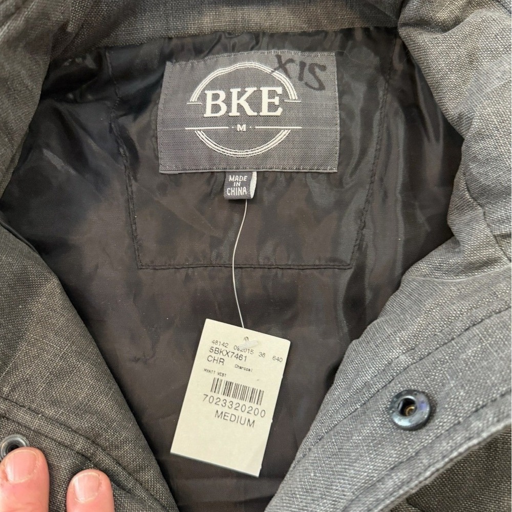 BKE Mens Puffer Vest Gray Full Zip Pockets Sleeveless Jacket Size: Medium (1217) - Picture 3 of 7